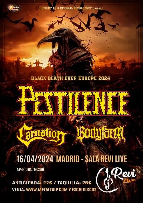 “Black Death Over Europe Tour 2024”: Pestilence  Carnation y Bodyfarm