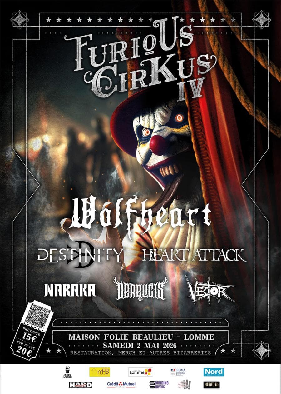 Wolfheart + Derelicts + Destinity + Heart Attack + Naraka @ Maison Folie Beaulieu
