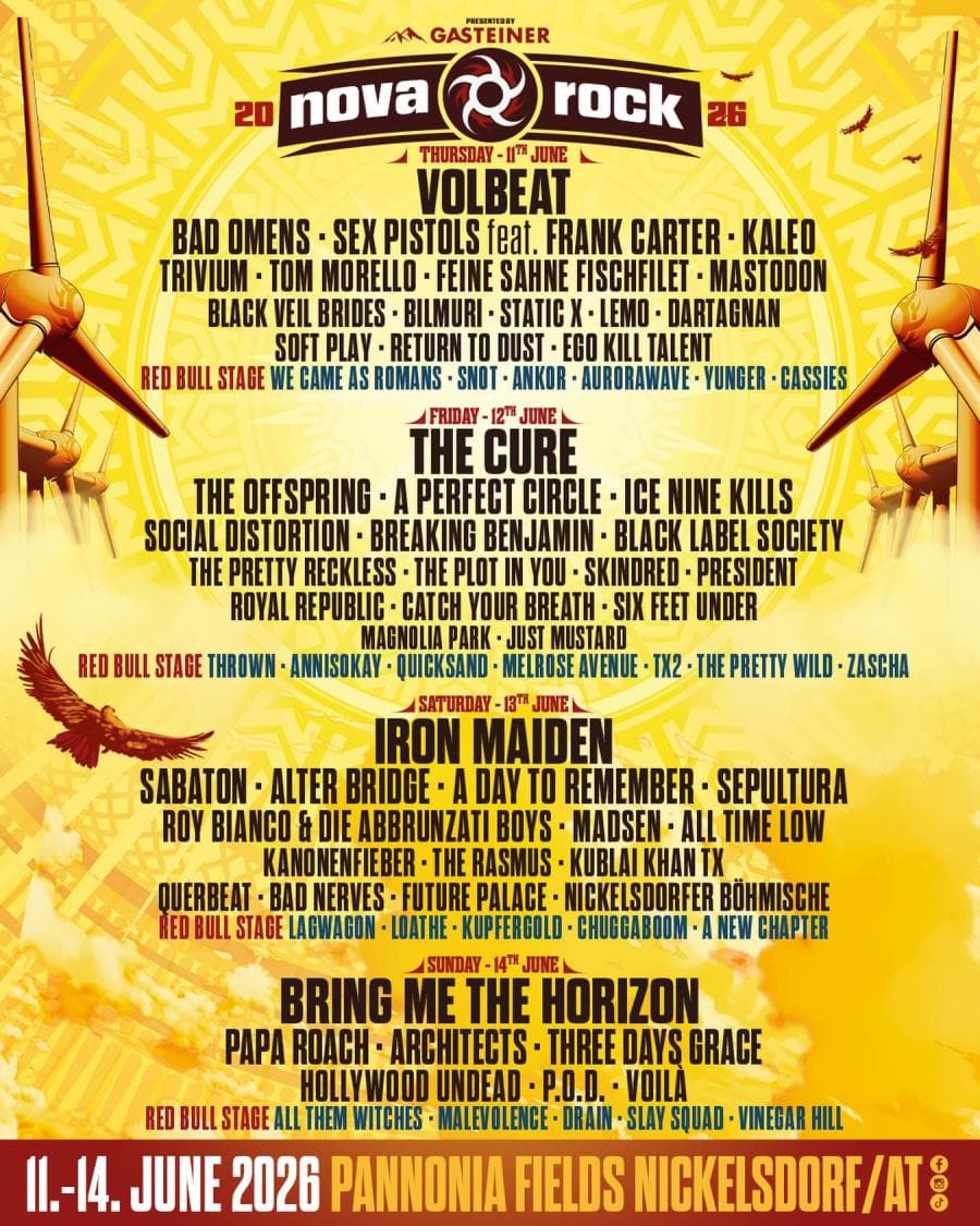 Iron Maiden · Black Label Society · Mastodon · Sepultura · Six Feet Under