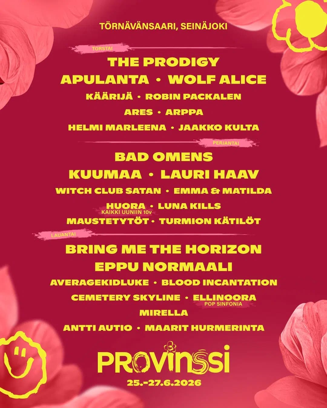 Bad Omens + Bring Me The Horizon + The Prodigy + Apulanta + Blood Incantation @ Provinssirock