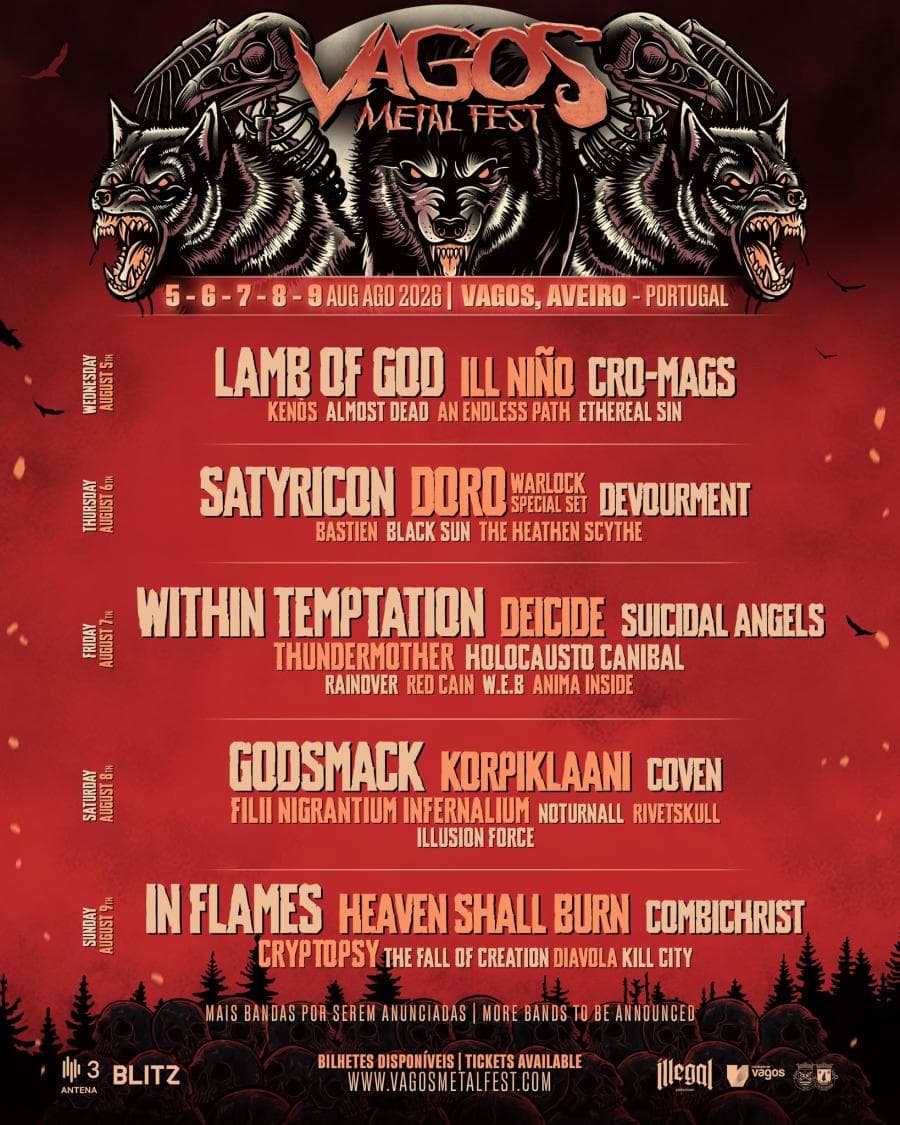 In Flames · Lamb of God · Satyricon · Cryptopsy · Deicide · W.E.B.