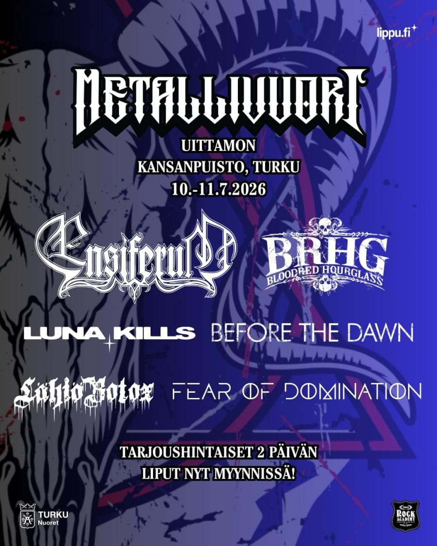 Bloodred Hourglass + Ensiferum + Before The Dawn + Fear Of Domination + Luna Kills @ Uittamon kansanpuisto