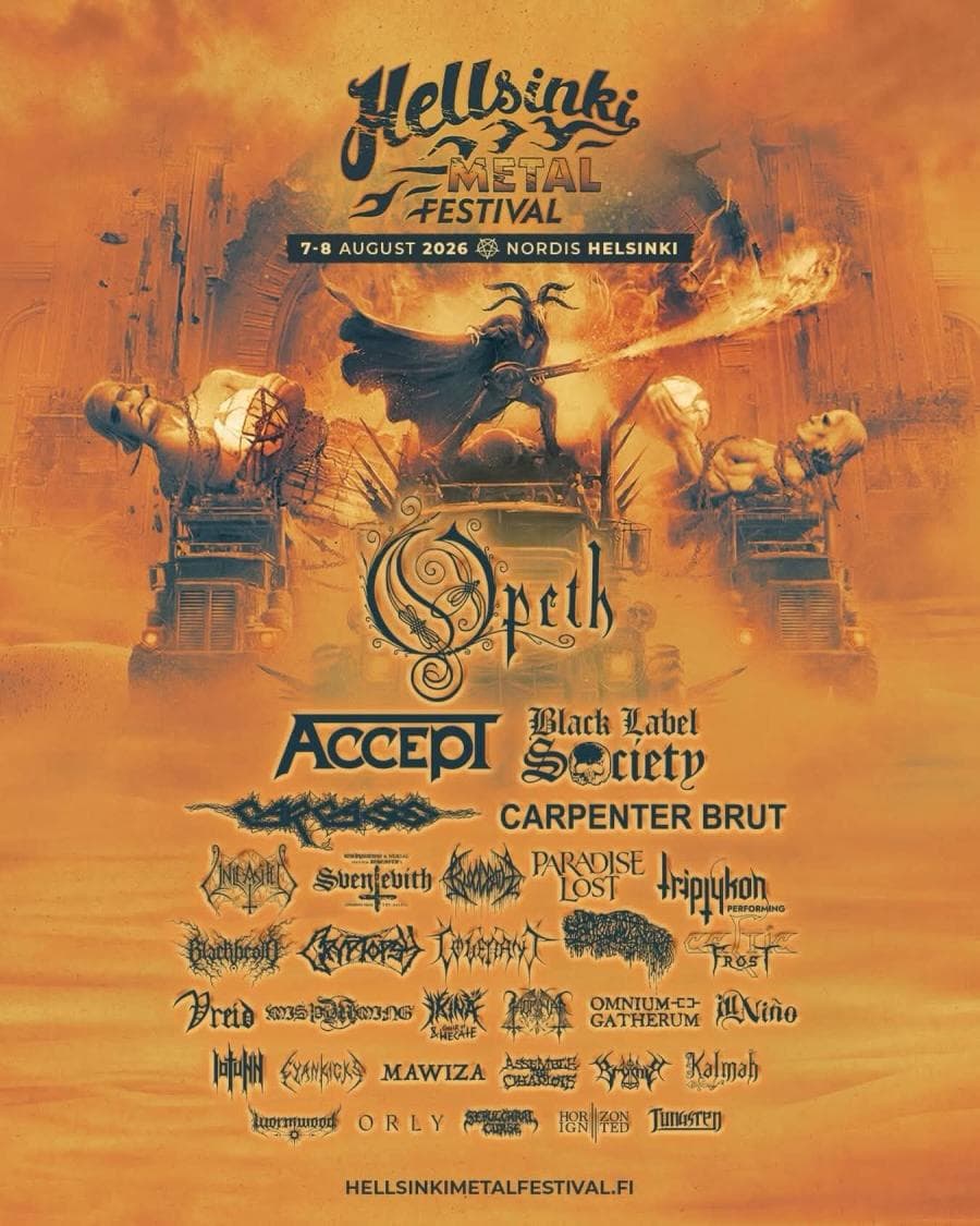 Opeth · Accept · Black Label Society · Bloodbath · Carcass · Cryptopsy · Kalmah · Misþyrming · Omnium Gatherum · Paradise Lost · Sanguisugabogg · Unleashed