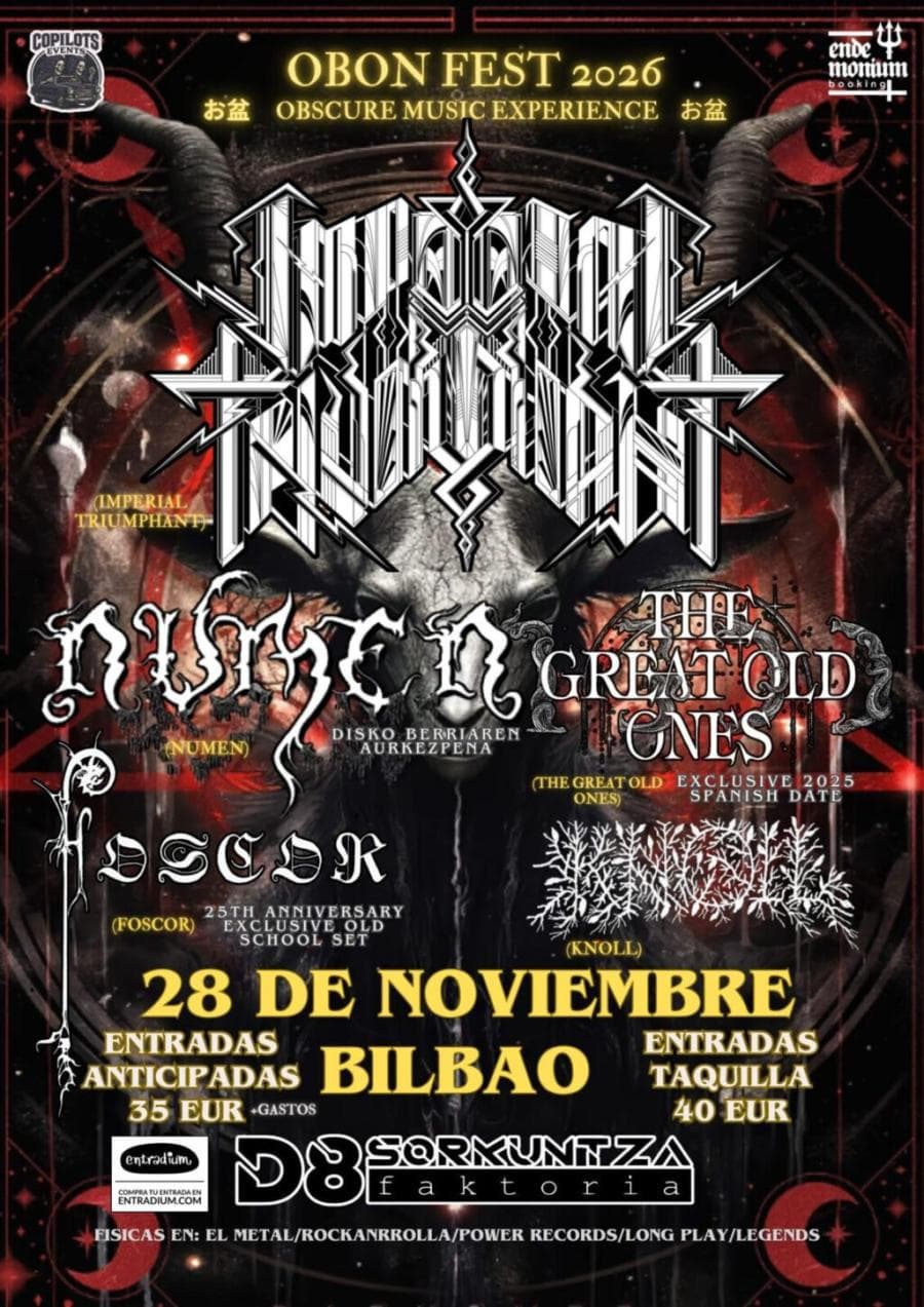 Imperial Triumphant + Foscor + Knoll + Numen + The Great Old Ones @ D8 Sorkuntza Faktoria