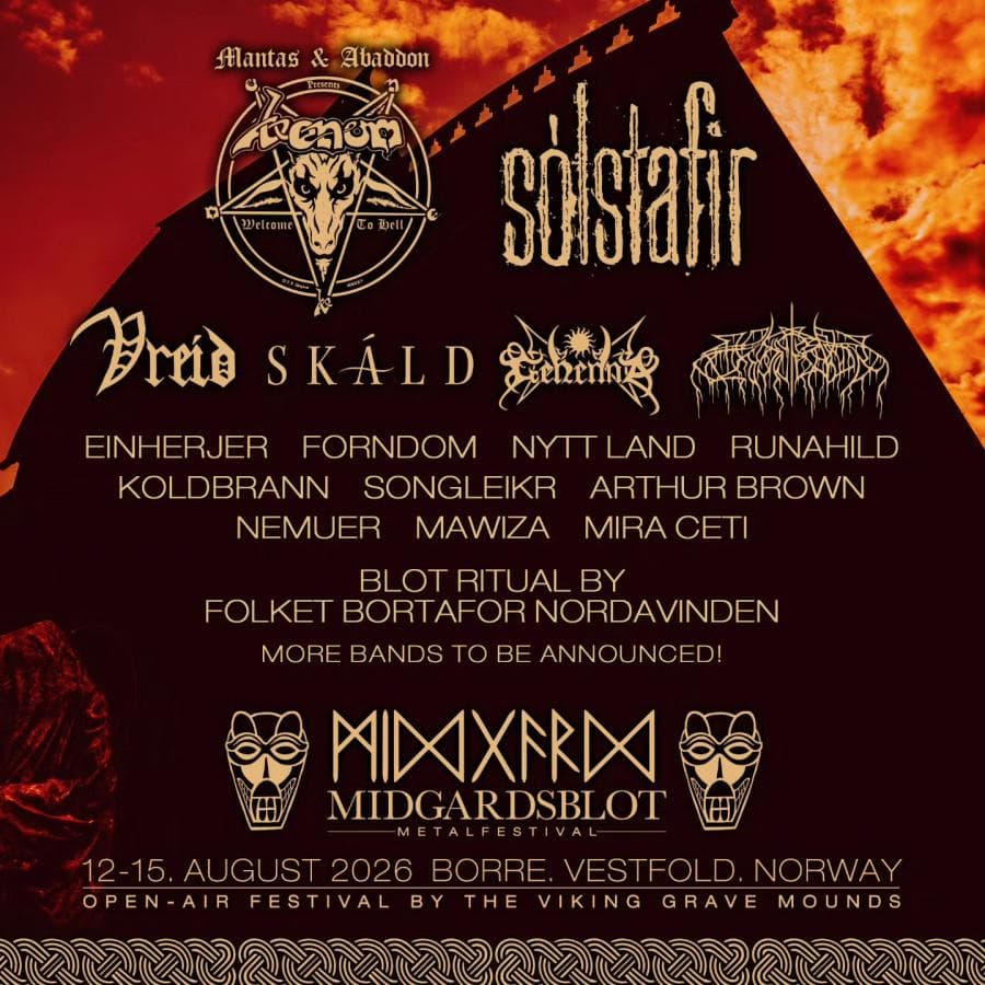 Sólstafir + Venom + Arthur Brown + Einherjer + Folket Bortafor Nordavinden @ Midgardsblot