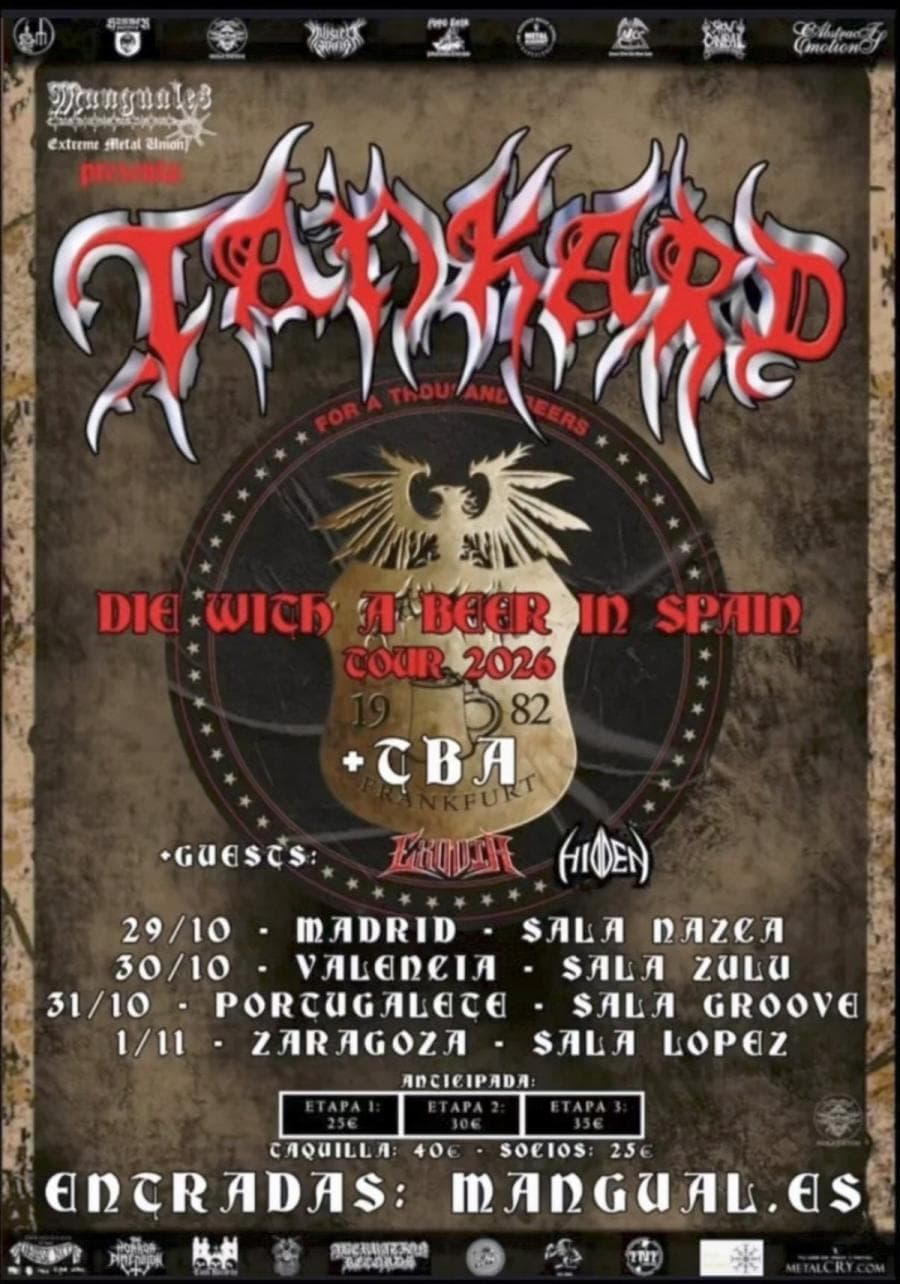Tankard + Exodia + Hitten @ Sala López