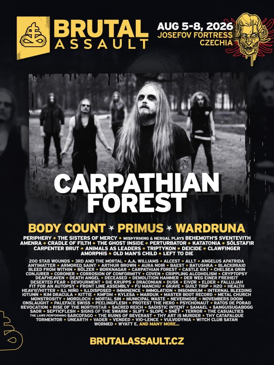 Sacred Reich · Vulvodynia · Candlemass · Cryptopsy · Armored Saint · Wormed · Municipal Waste · Sněť · Aura Noir · Crowbar · Samael · Katatonia · Insomnium · Deicide · Cradle of Filth · Death Angel · Immolation · Der Weg einer Freiheit · Metal Church · Sanguisugabogg · Marduk · Thy Art Is Murder · Misþyrming · Ratos de Porão · Deafheaven · Monstrosity · Grave · Fallujah · Vader · The Ruins of Beverast · Vio-lence · Amorphis · Alcest · Coroner · Carpathian Forest · Demolition Hammer · Septicflesh